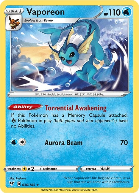 Image for Vaporeon (030/185) (SWSH04: Vivid Voltage) (SWSH04) - Pokemon