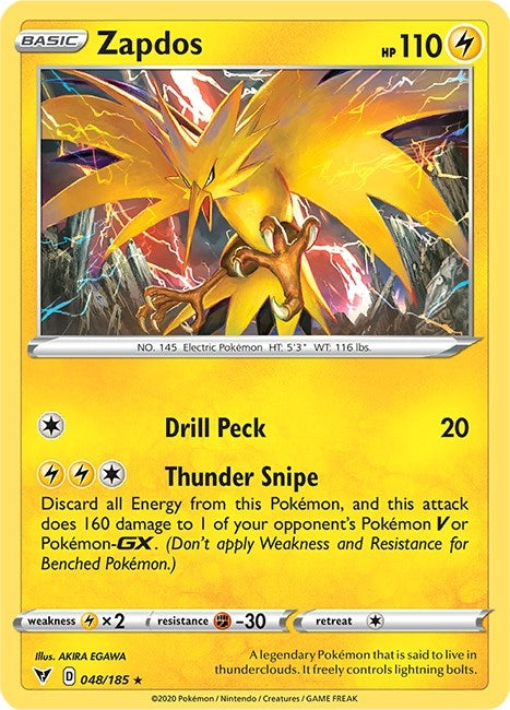 Image for Zapdos (048/185) (SWSH04: Vivid Voltage) (SWSH04) - Pokemon