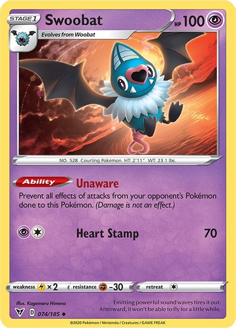 Image for Swoobat (074/185) (SWSH04: Vivid Voltage) (SWSH04) - Pokemon