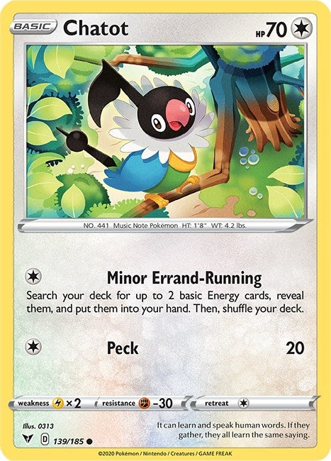 Image for Chatot (139/185) (SWSH04: Vivid Voltage) (SWSH04) - Pokemon