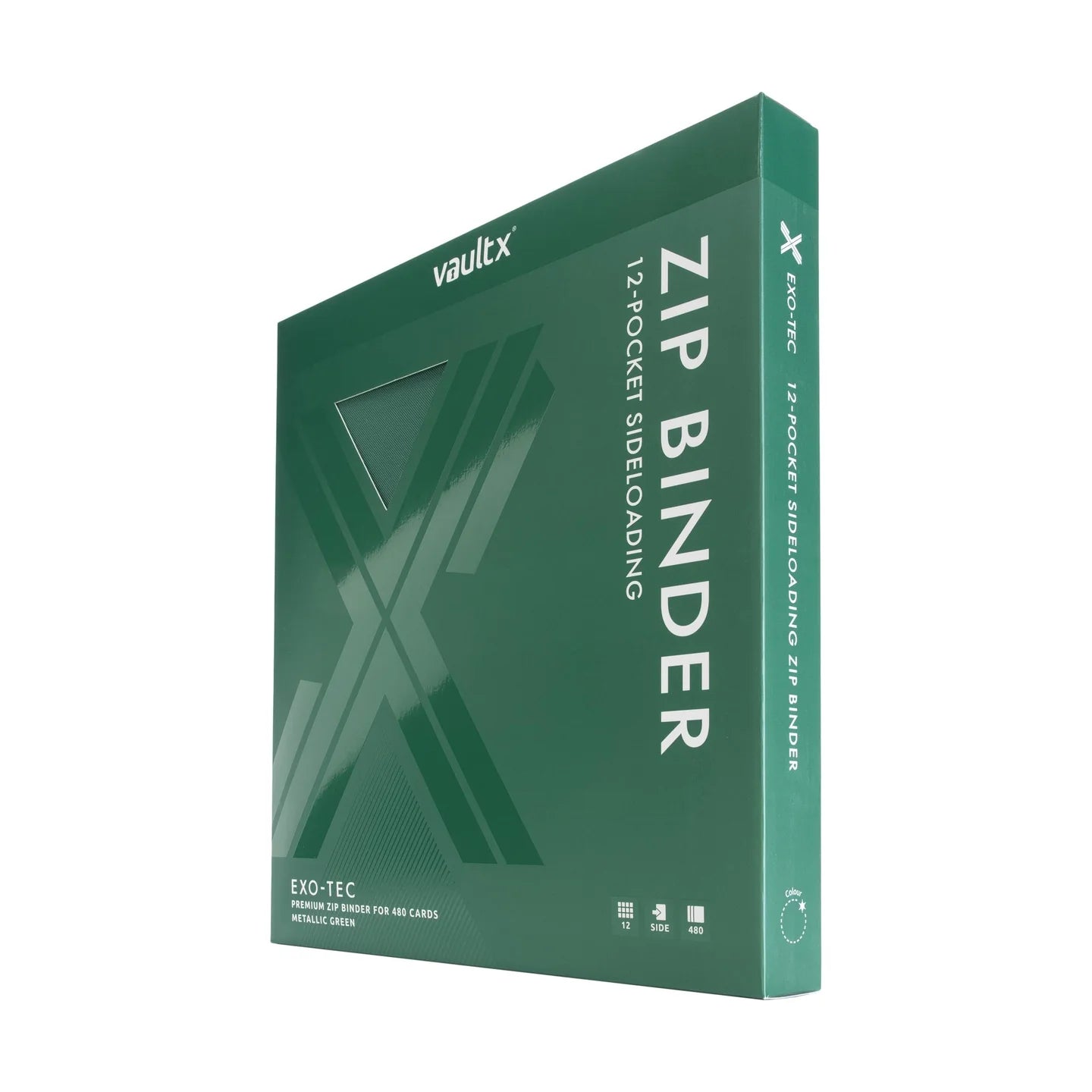 Vaultx - 12-Pocket Exo-Tec® Zip Binder - Metallic Green