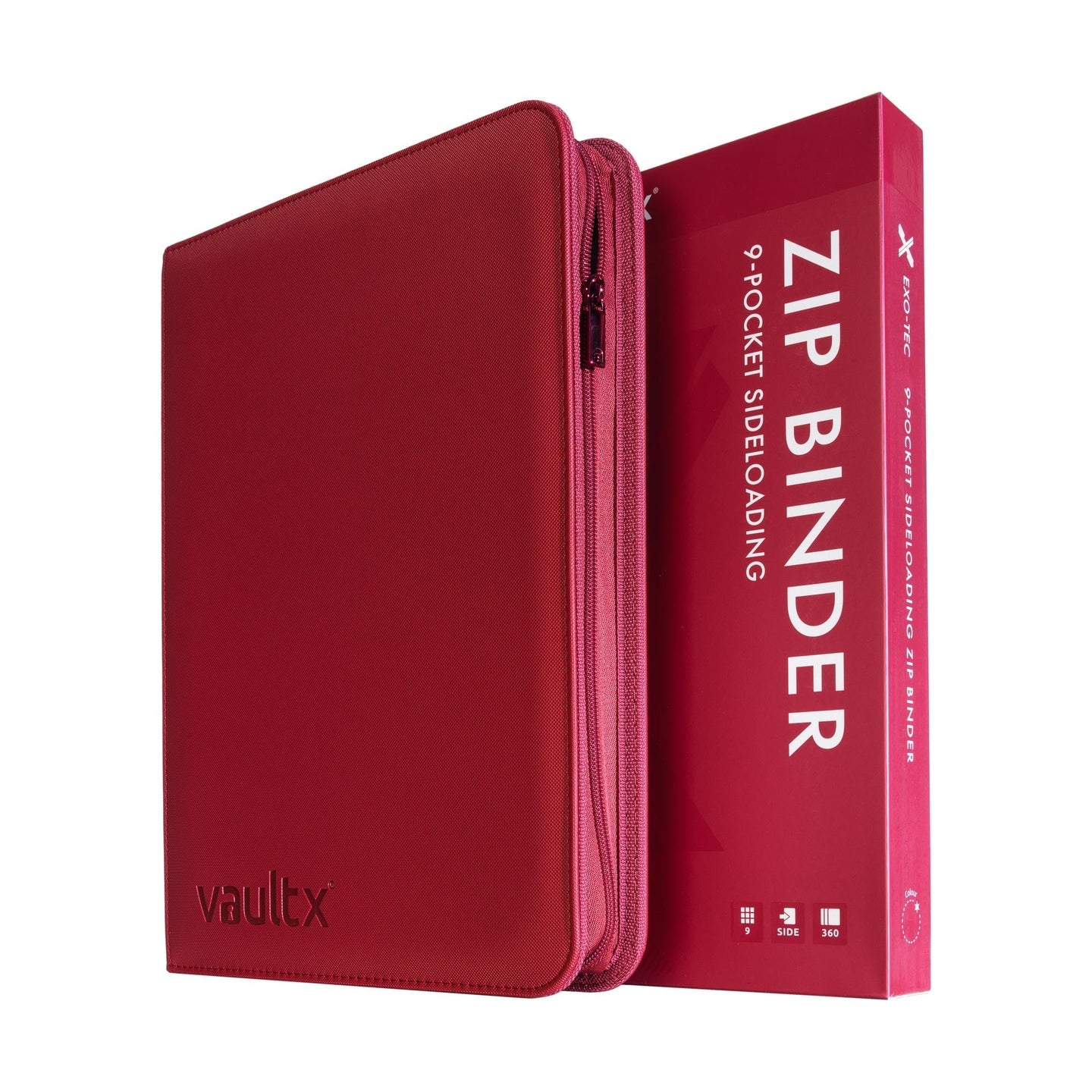 Vaultx - 9-Pocket Exo-Tec® Zip Binder - Metallic Red