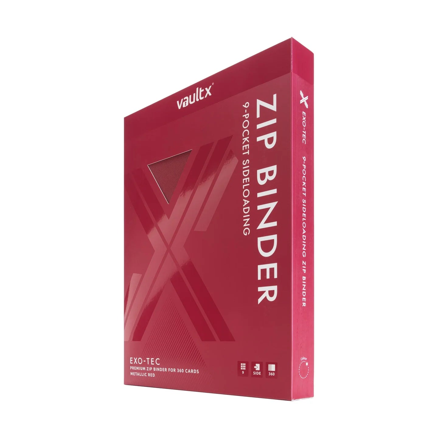 Vaultx - 9-Pocket Exo-Tec® Zip Binder - Metallic Red