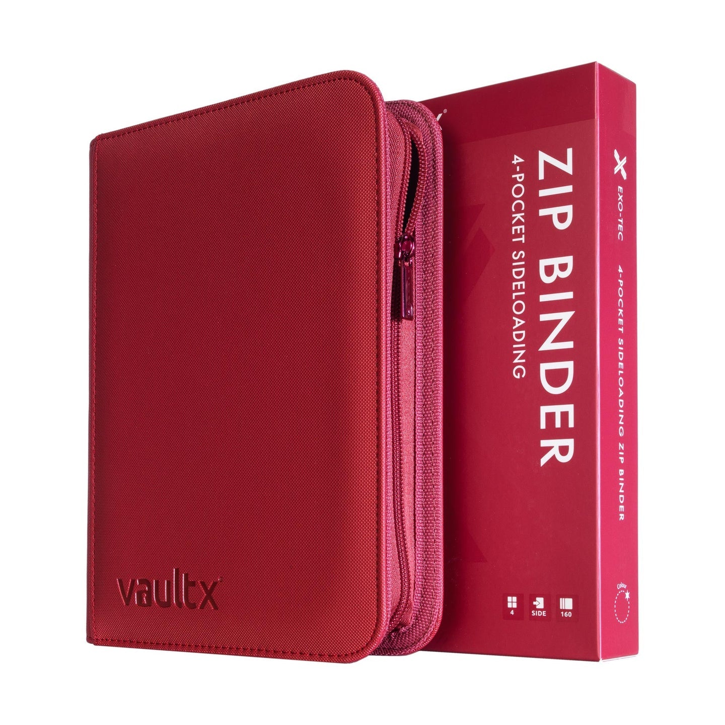 Vaultx - 4-Pocket Exo-Tec® Zip Binder - Metallic Red