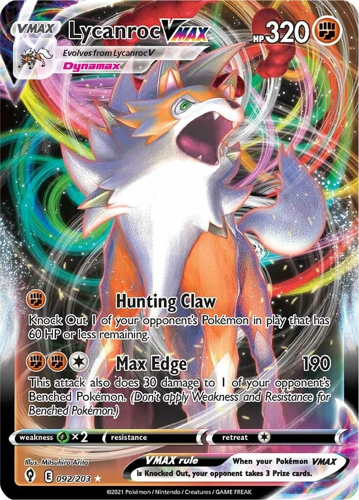 Image for Lycanroc VMAX (092/203) (SWSH07: Evolving Skies) (SWSH07) - Pokemon