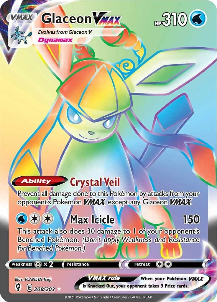 Image for Glaceon VMAX (Secret) (208/203) (SWSH07: Evolving Skies) (SWSH07) - Pokemon