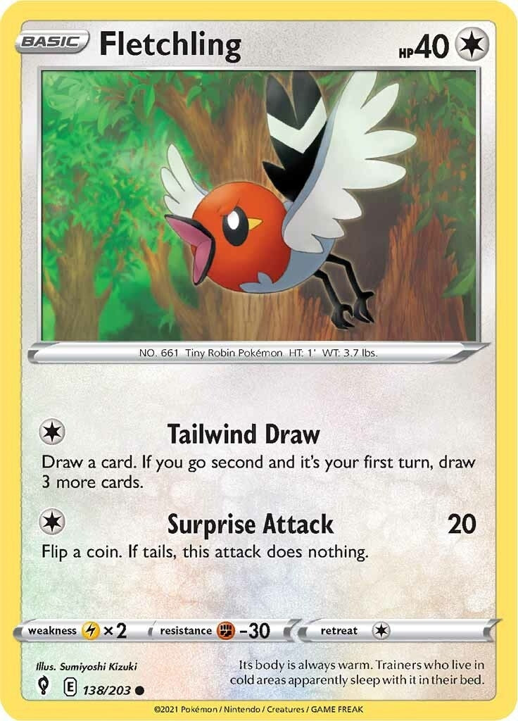 Image for Fletchling (138/203) (SWSH07: Evolving Skies) (SWSH07) - Pokemon