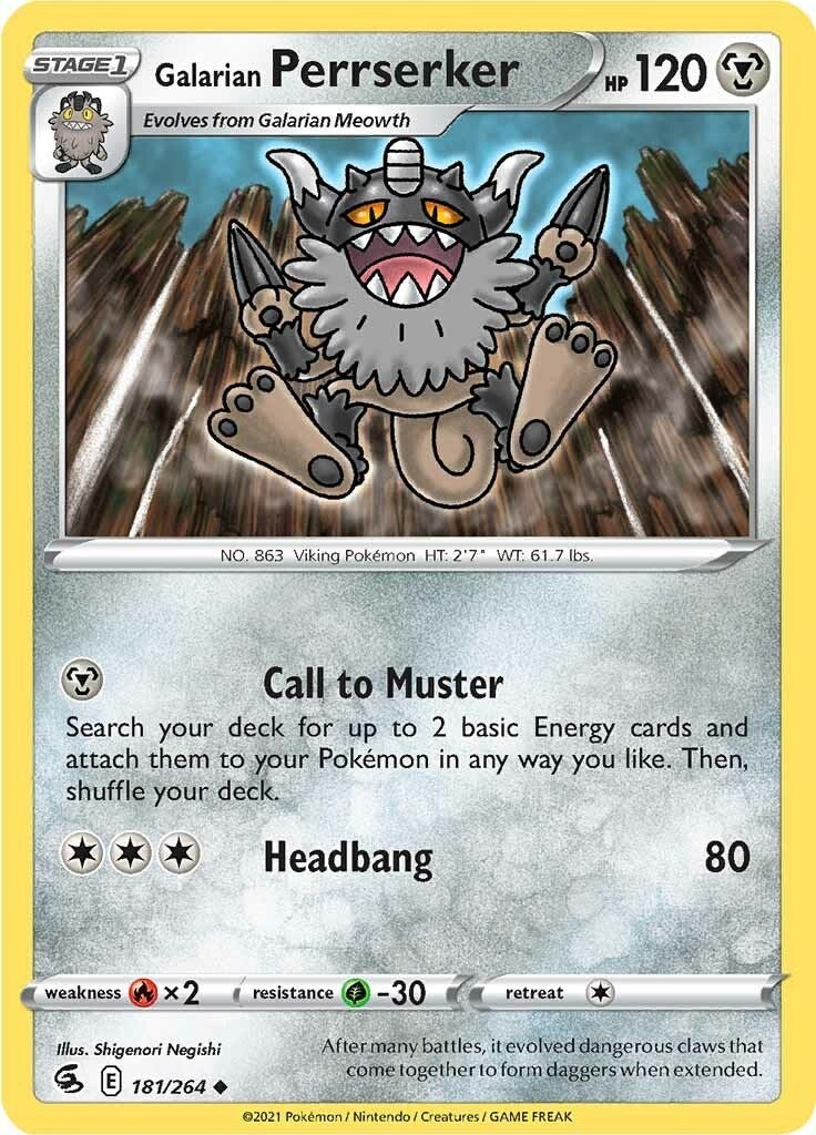 Image for Galarian Perrserker (181/264) (SWSH08: Fusion Strike) (SWSH08) - Pokemon