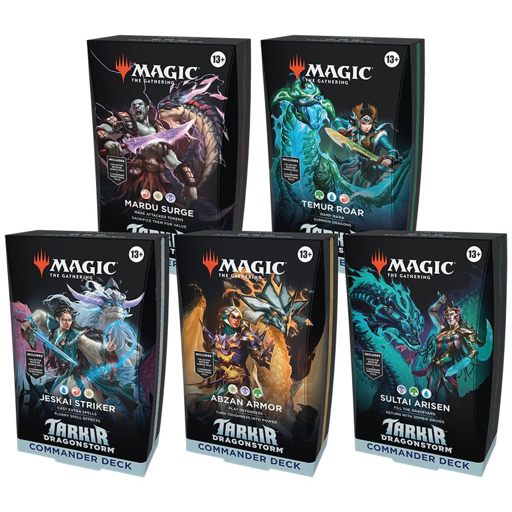 Magic The Gathering | Tarkir: Dragonstorm Commander Deck Display (x5 Full Set) - PokeBox USA