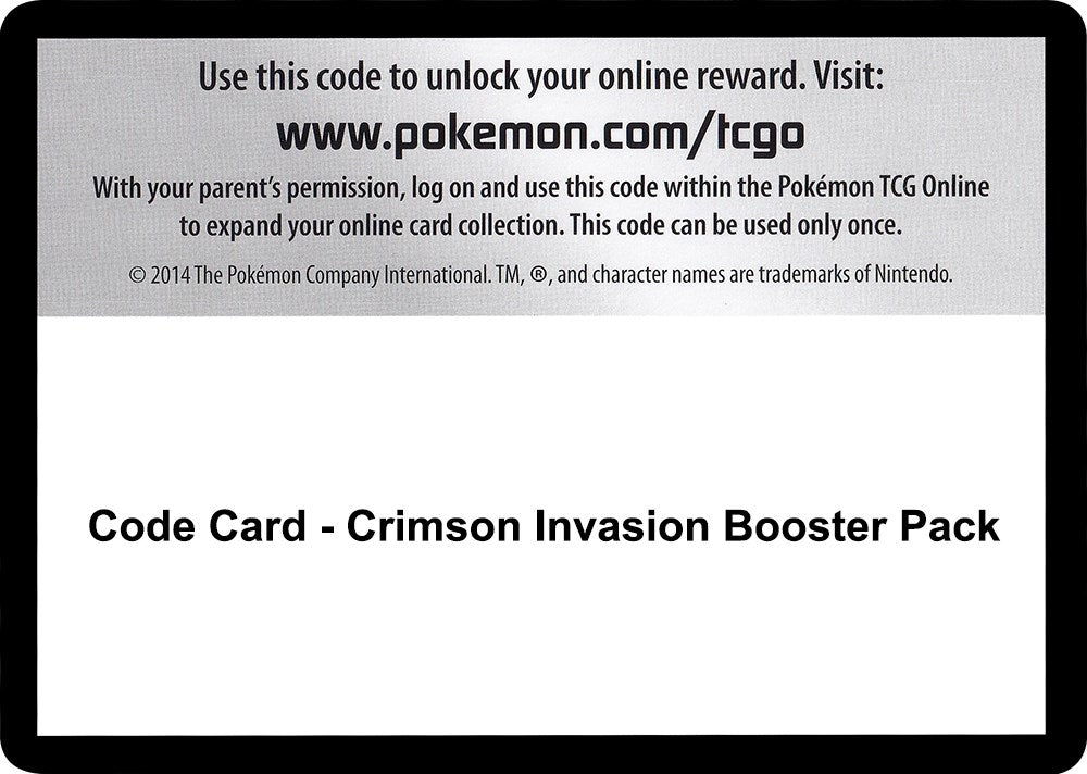 Image for Code Card - Crimson Invasion Booster Pack (SM - Crimson Invasion) (SM04) - Pokemon