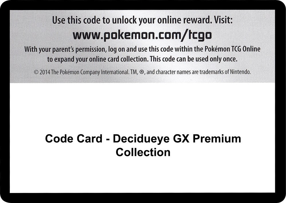 Image for Code Card - Decidueye GX Premium Collection (SM - Guardians Rising) (SM02) - Pokemon