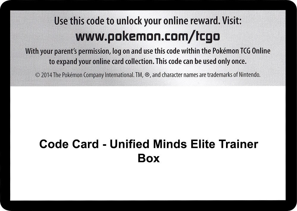 Image for Code Card - Unified Minds Elite Trainer Box (SM - Unified Minds) (SM11) - Pokemon
