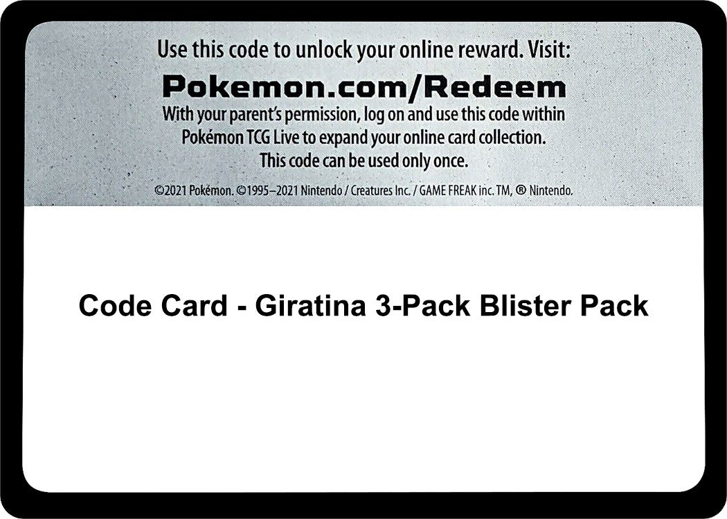 Image for Code Card - Giratina 3-Pack Blister Pack (Miscellaneous Cards & Products) (MCAP) - Pokemon