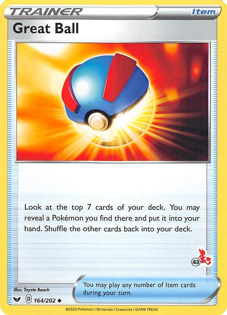 Image for Great Ball - 164/202 (#43 Cinderace Stamped) (164/202) (Battle Academy 2022) (BA22) - Pokemon