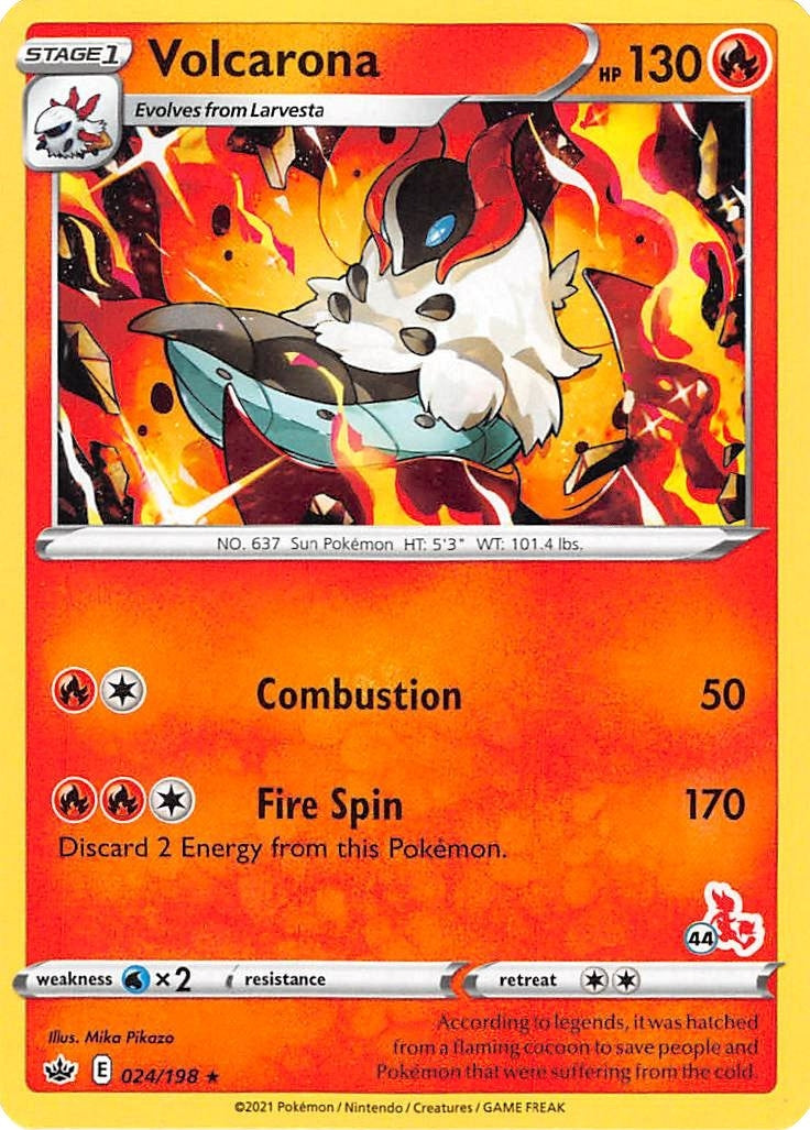 Image for Volcarona - 024/198 (#44 Cinderace Stamped) (024/198) (Battle Academy 2022) (BA22) - Pokemon