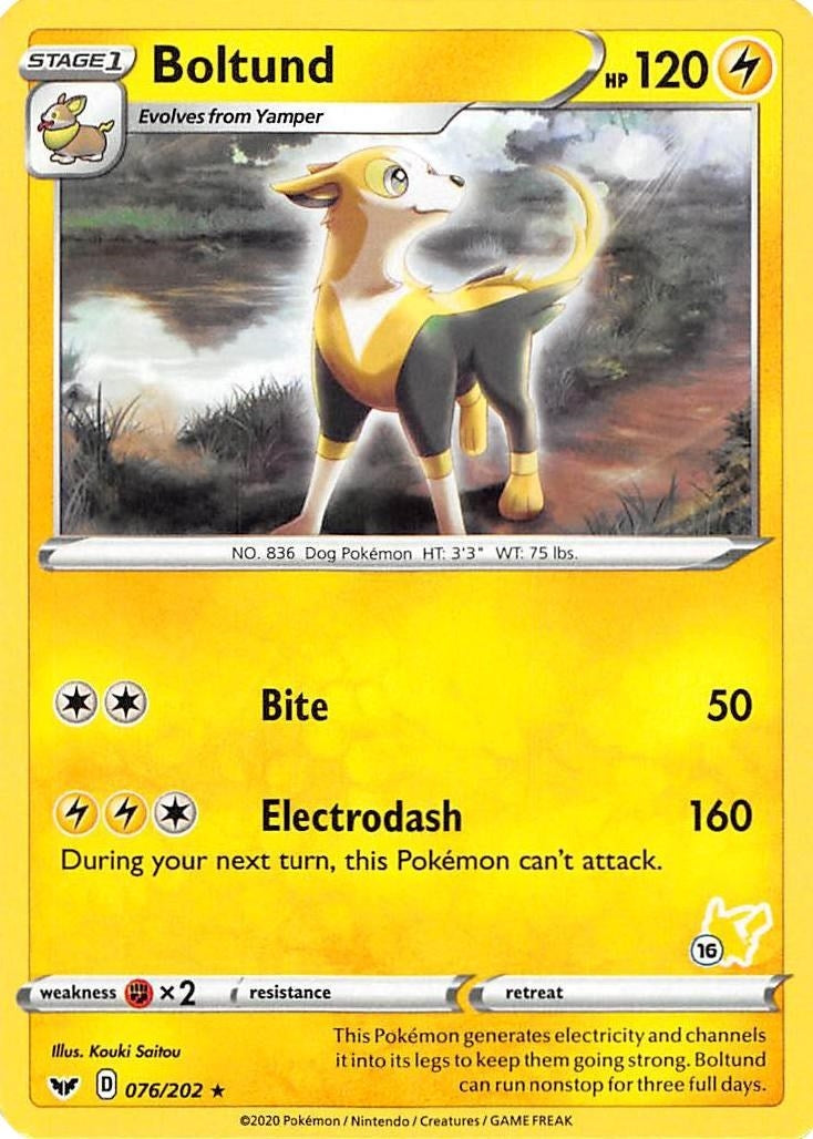 Image for Boltund - 076/202 (#16 Pikachu Stamped) (076/202) (Battle Academy 2022) (BA22) - Pokemon