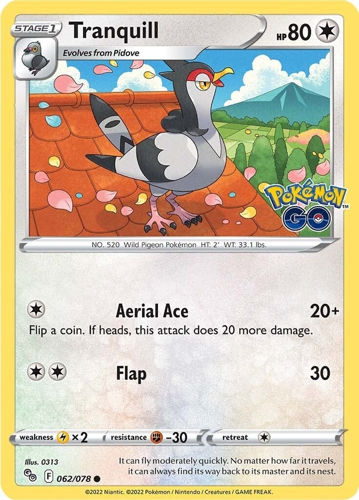 Image for Tranquill (062/078) (Pokemon GO) (PGO) - Pokemon
