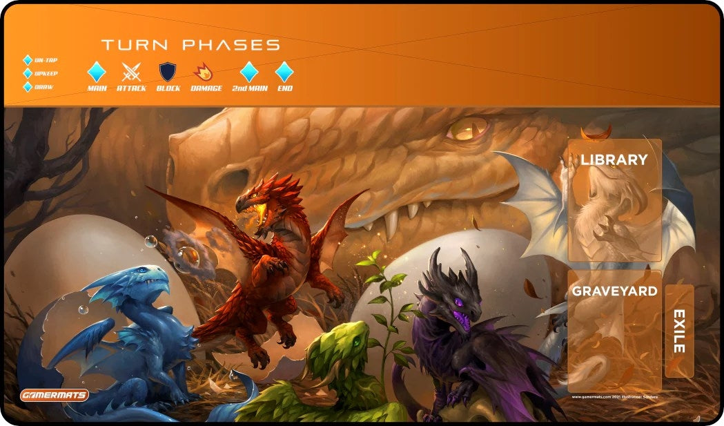 Image for GamerMats Playmat - Baby Dragons with Magic Compatible Zones - Playmats