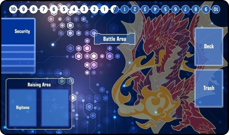 Image for GamerMats Playmat - Digimon Compatible Red Dragon (Premium with Zones White Stitched) - Playmats