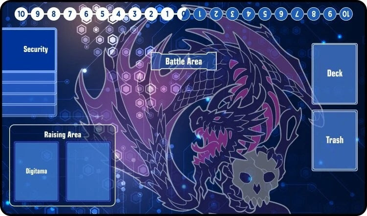 Image for GamerMats Playmat - Digimon Compatible Black Dragon (Premium with Zones White Stitched) - Playmats