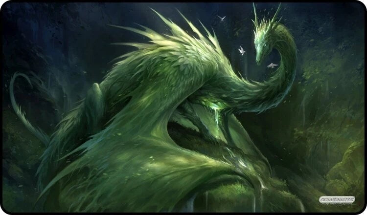 Image for GamerMats Playmat - Green Crystal Dragon (Premium Black Stitched) - Playmats