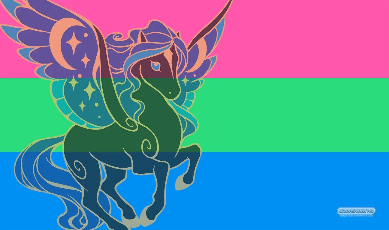 Image for GamerMats Playmat - Polysexual Unicorn Flag (Premium White Stitched) - Playmats