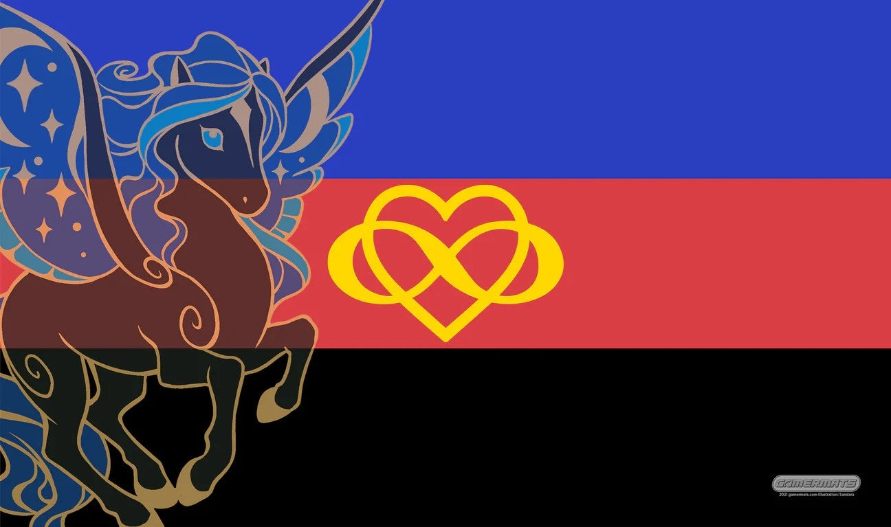 Image for GamerMats Playmat - Polyamorous Unicorn Flag (Premium White Stitched) - Playmats