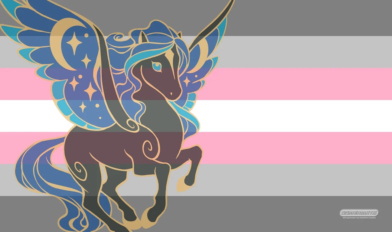 Image for GamerMats Playmat - Demigirl Unicorn Flag (Premium White Stitched) - Playmats