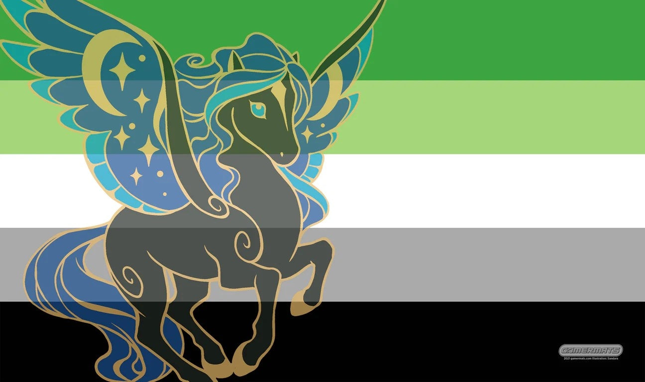 Image for GamerMats Playmat - Aromantic Unicorn Flag (Premium White Stitched) - Playmats