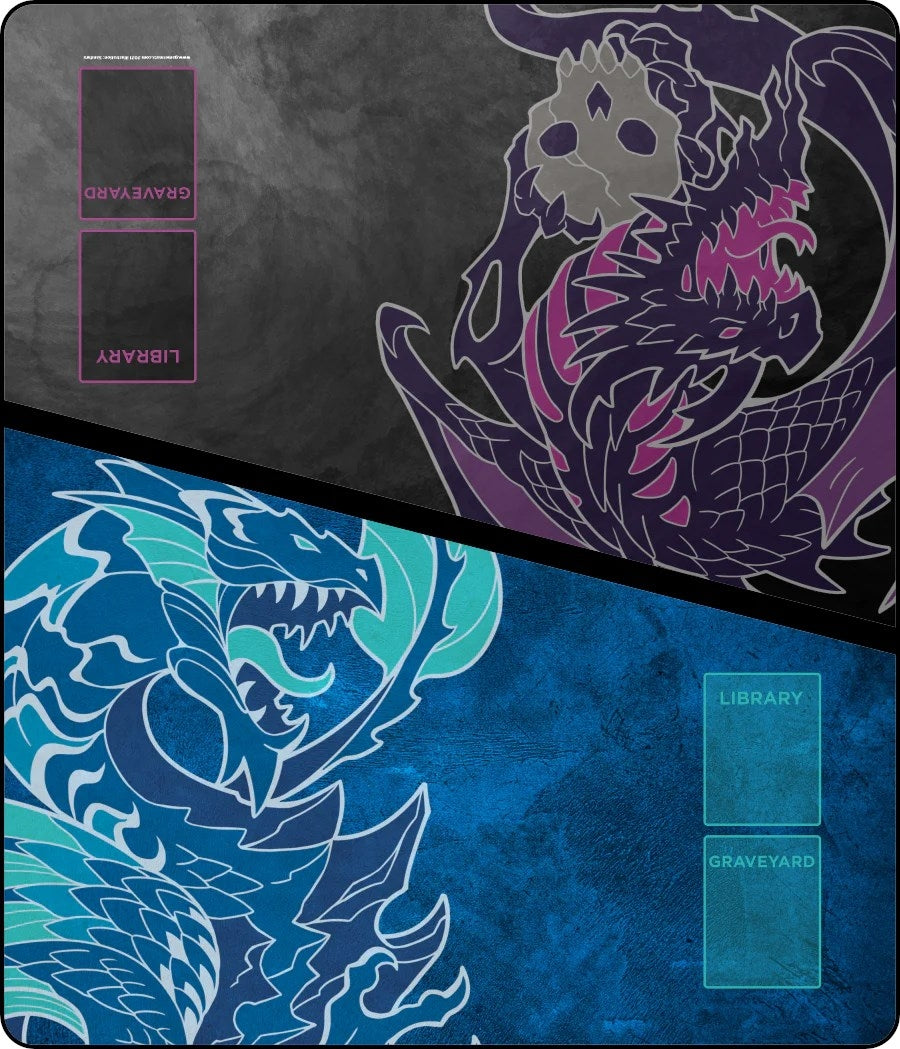 Image for GamerMats Playmat - Black Blue Dragon 2-Player XL Playmat (Magic Compatible) - Playmats
