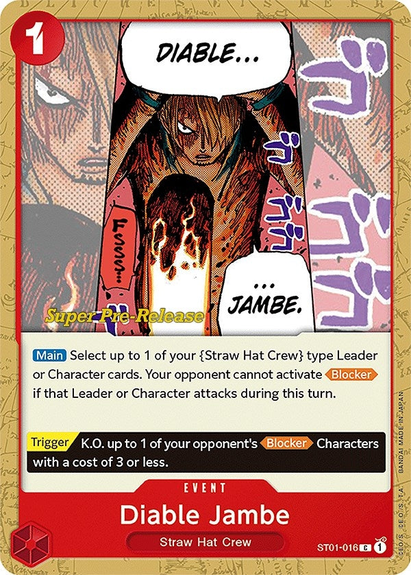 Image for Diable Jambe (ST01-016) (Super Pre-Release Starter Deck 1: Straw Hat Crew) (ST-01 PRE) - One Piece Card Game