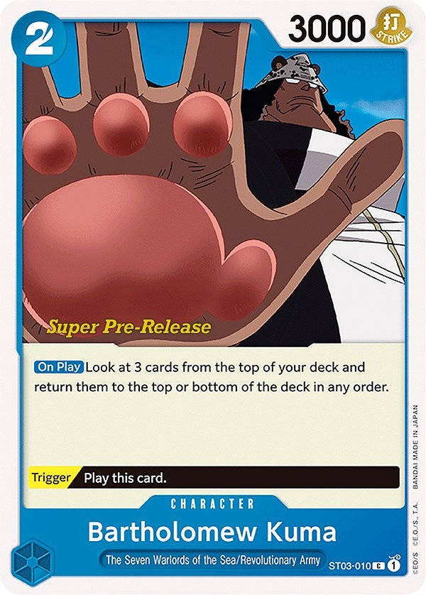 Image for Bartholomew Kuma (ST03-010) (Super Pre-Release Starter Deck 3: The Seven Warlords of the Sea) (ST-03 PRE) - One Piece Card Game