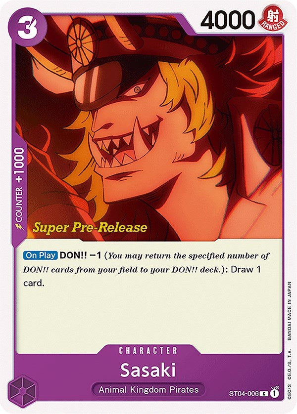 Image for Sasaki (ST04-006) (Super Pre-Release Starter Deck 4: Animal Kingdom Pirates) (ST-04 PRE) - One Piece Card Game
