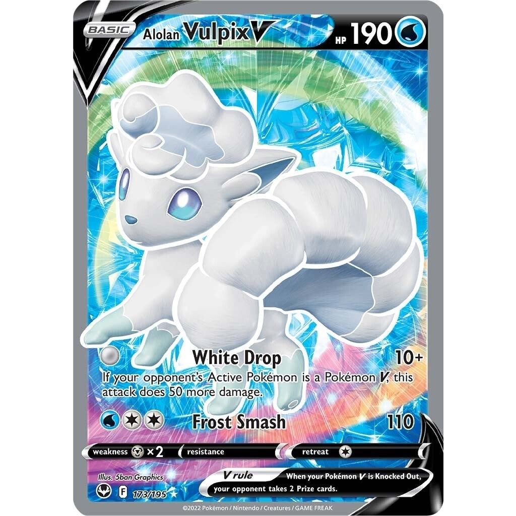 Alolan Vulpix V (Full Art) (173/195) (SWSH12: Silver Tempest) - PokeBox USA