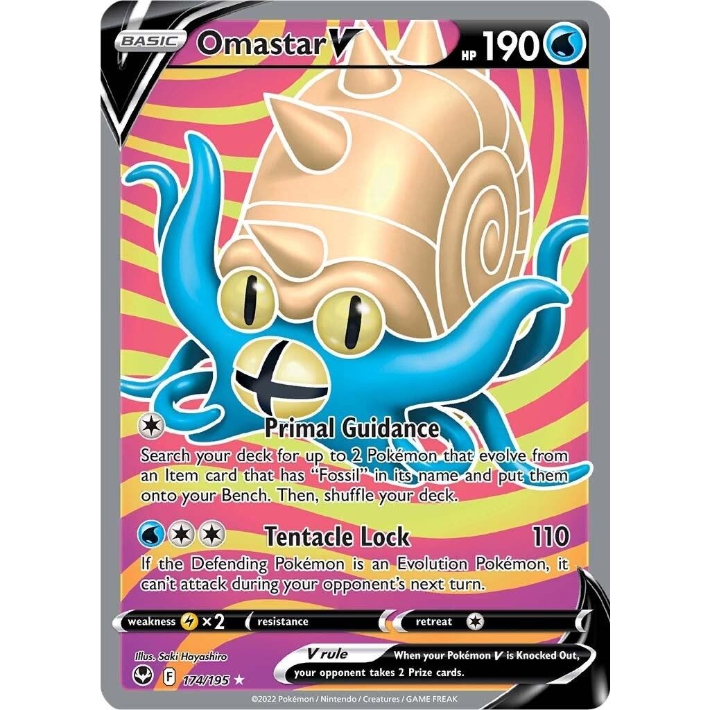 Omastar V (Full Art) (174/195) (SWSH12: Silver Tempest) - PokeBox USA