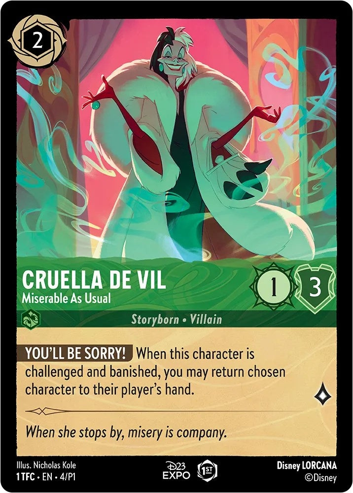 Image for Cruella De Vil - Miserable As Usual (4) (D23 Promos) (D23) - Disney Lorcana