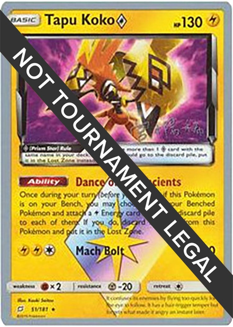 Image for Tapu Koko Prism Star - 2019 (Haruki Miyamoto) (51/181) (World Championship Decks) (WCD) - Pokemon