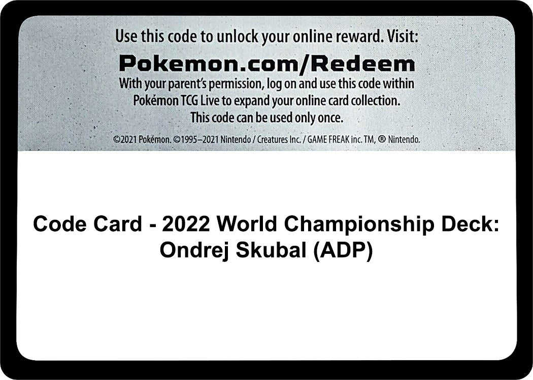 Image for Code Card - 2022 World Championship Deck: Ondrej Skubal (ADP) (World Championship Decks) (WCD) - Pokemon