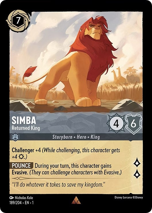 Image for Simba - Returned King (189/204) (The First Chapter) (1) - Disney Lorcana