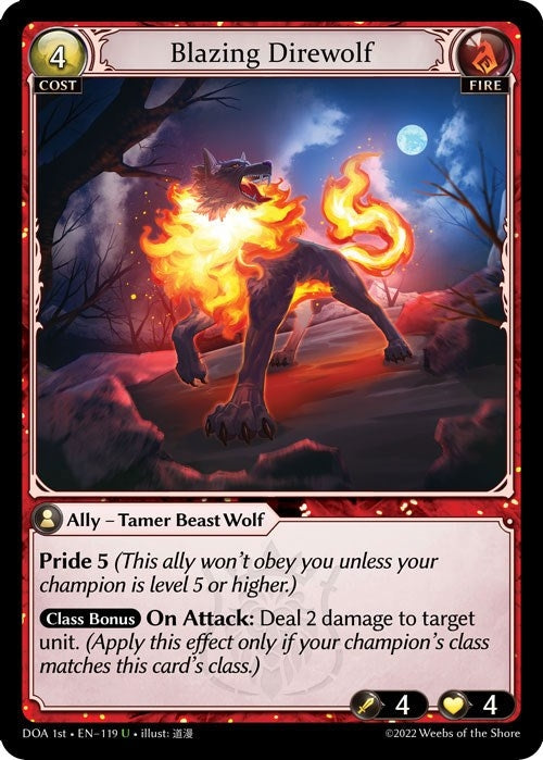 Image for Blazing Direwolf (119) (Dawn of Ashes 1st Edition) (DOA 1st) - Grand Archive TCG