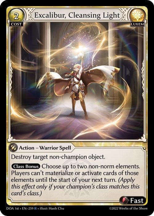 Image for Excalibur, Cleansing Light (259) (Dawn of Ashes 1st Edition) (DOA 1st) - Grand Archive TCG