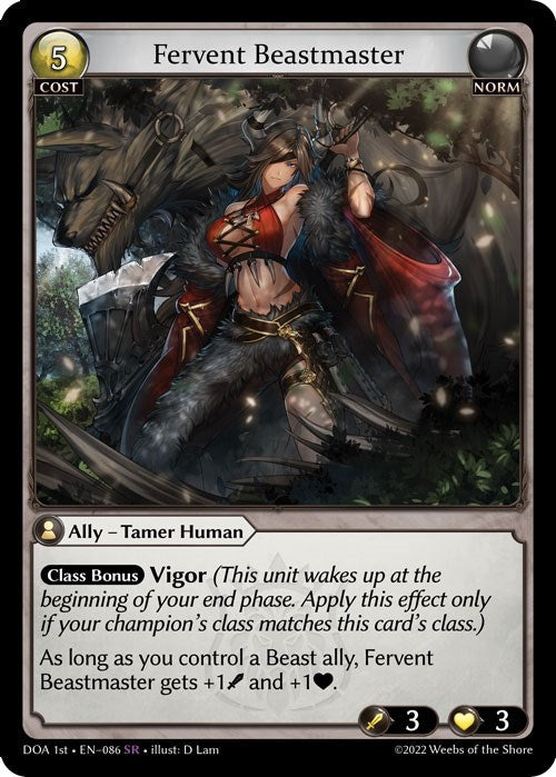 Image for Fervent Beastmaster (086) (Dawn of Ashes 1st Edition) (DOA 1st) - Grand Archive TCG