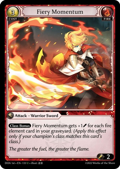 Image for Fiery Momentum (133) (Dawn of Ashes 1st Edition) (DOA 1st) - Grand Archive TCG