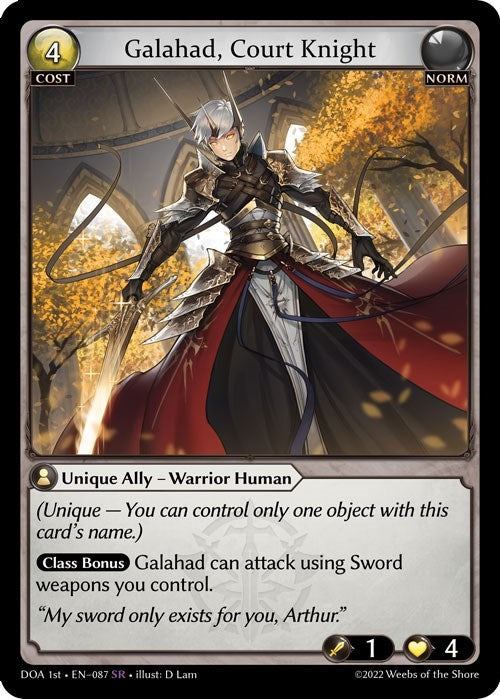Image for Galahad, Court Knight (087) (Dawn of Ashes 1st Edition) (DOA 1st) - Grand Archive TCG
