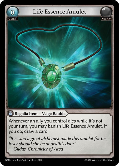 Image for Life Essence Amulet (040) (Dawn of Ashes 1st Edition) (DOA 1st) - Grand Archive TCG