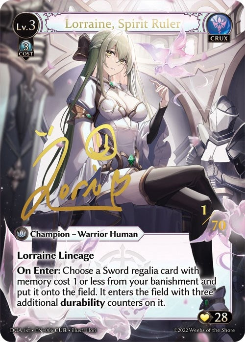 Image for Lorraine, Spirit Ruler (CUR) (006) (Dawn of Ashes 1st Edition) (DOA 1st) - Grand Archive TCG