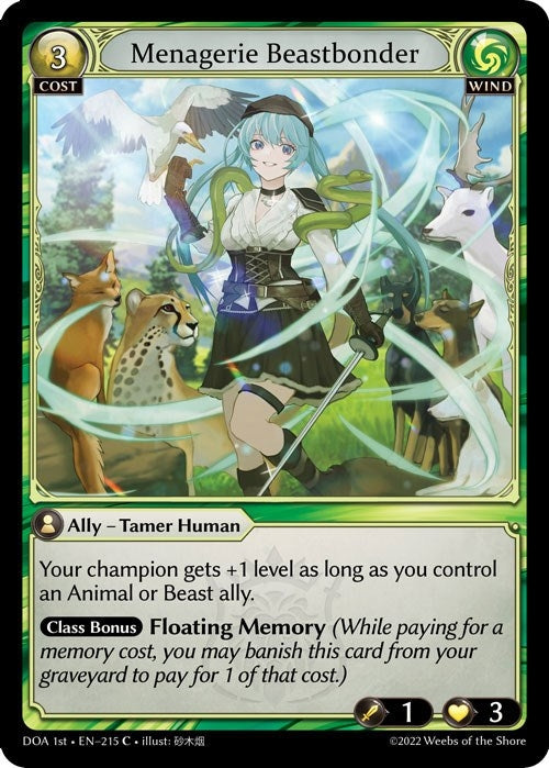 Image for Menagerie Beastbonder (215) (Dawn of Ashes 1st Edition) (DOA 1st) - Grand Archive TCG