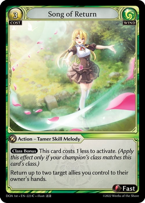 Image for Song of Return (223) (Dawn of Ashes 1st Edition) (DOA 1st) - Grand Archive TCG