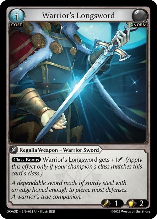 Image for Warrior's Longsword (031) (Dawn of Ashes Starter Decks) (DOASD) - Grand Archive TCG