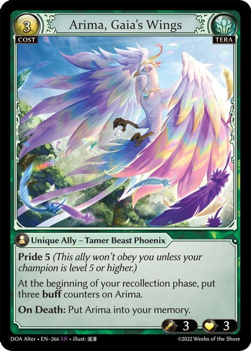 Image for Arima, Gaia's Wings (266) (Dawn of Ashes Alter Edition) (DOA Alter) - Grand Archive TCG